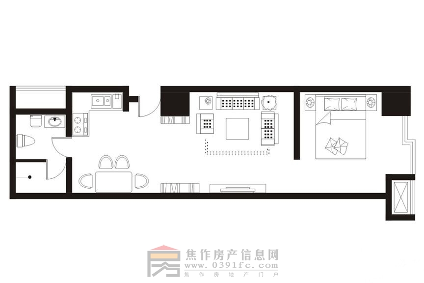 理達(dá)文華廣場(chǎng)一室一廳一衛(wèi)一廚約65.16㎡